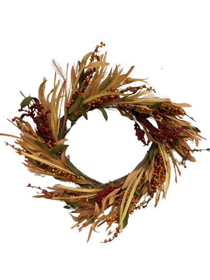 Floral Fall Grass And Berry Wreath