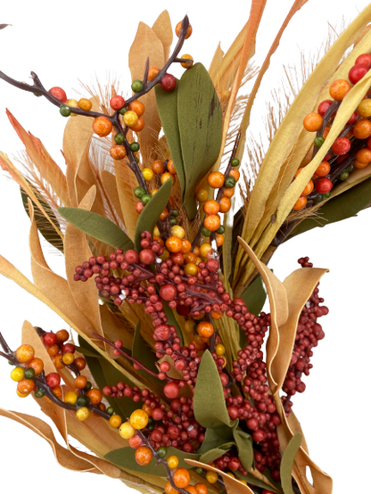 Floral Fall Grass And Berry Wreath