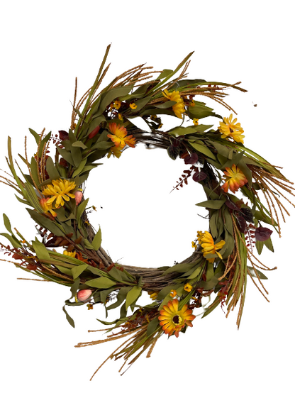 Floral Sunflower With Grass Wreath