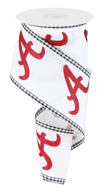 2.5 Inch By 10 Yard Alabama A Glitter Ribbon