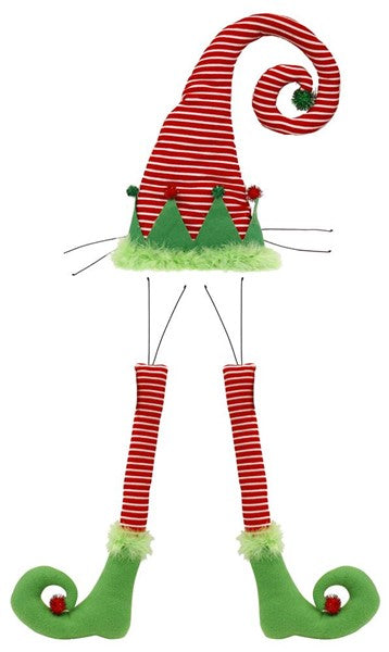 Striped 3 Piece Elf Hat And Legs Wreath Kit