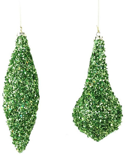 Glittered Green Finial Or Teardrop Ornament