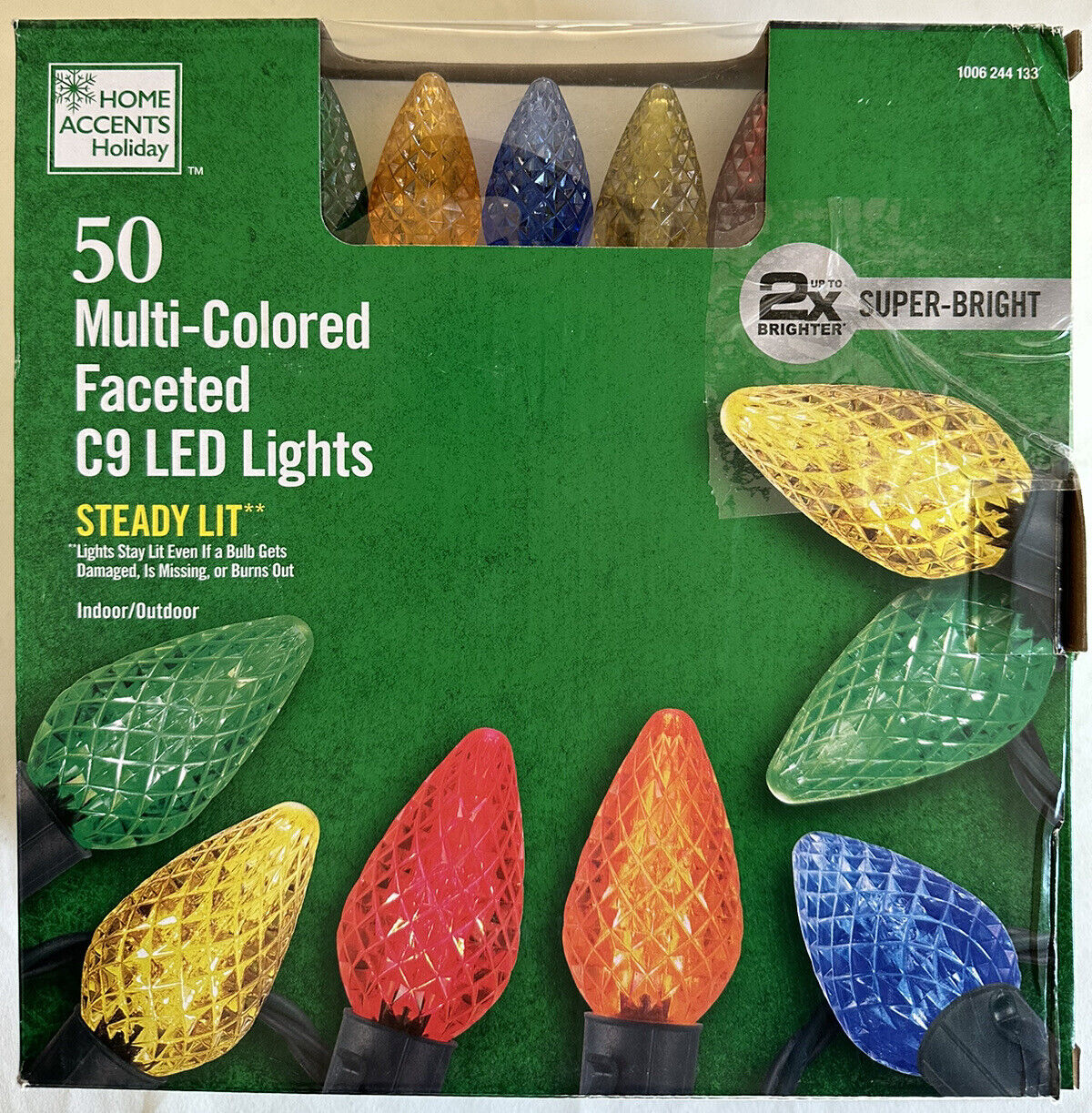 Home Accents Holiday 50 Multi-Colored Faceted C9 LED Lights - Open Box