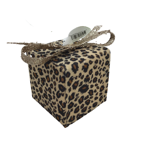 Brown Leopard Print Gift Box Ornament