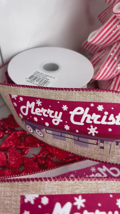 2.5 Inch Merry Christmas Cargo Ribbon