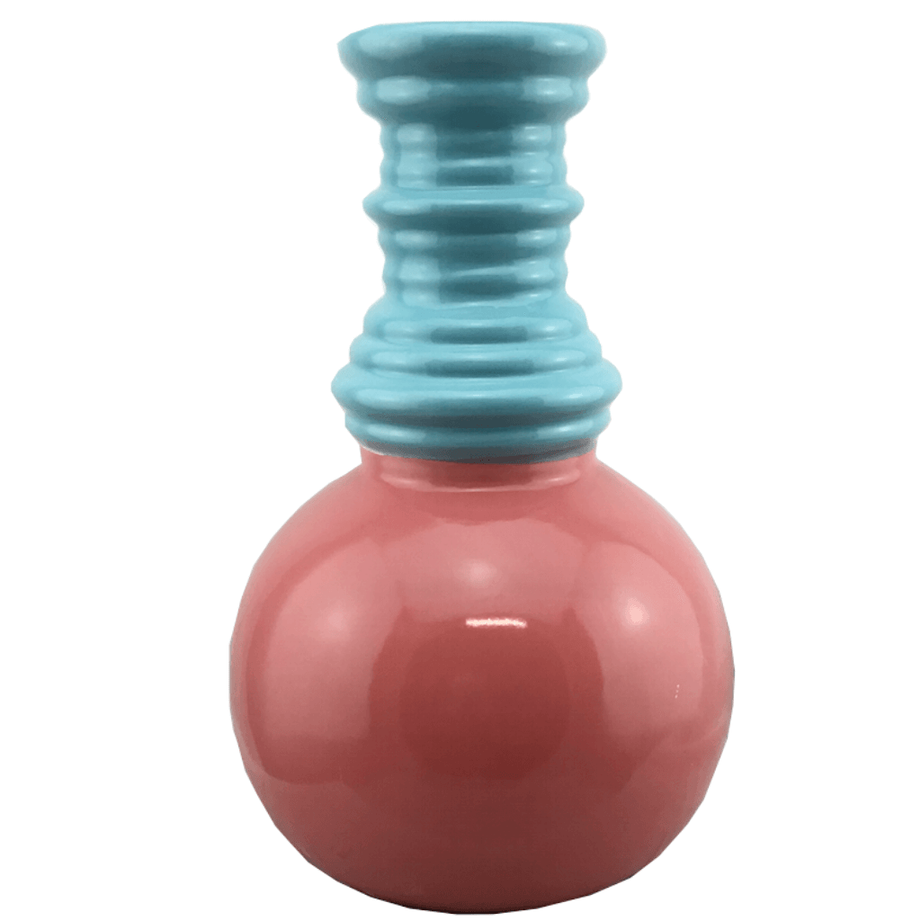 Ceramic Blue & Pink Coiled Neck Vase