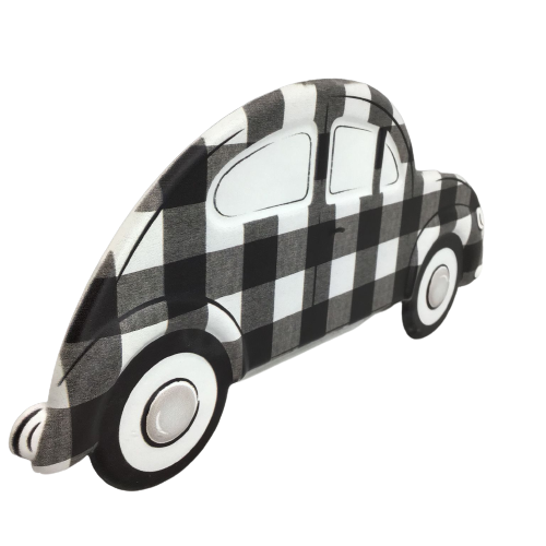Embossed Black And White Checked Vintage Bug
