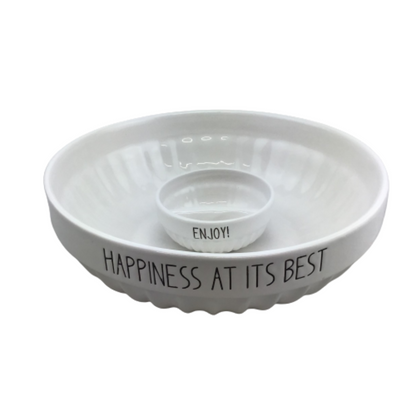 Chip And Dip Bowl Set "Happiness At Its Best"