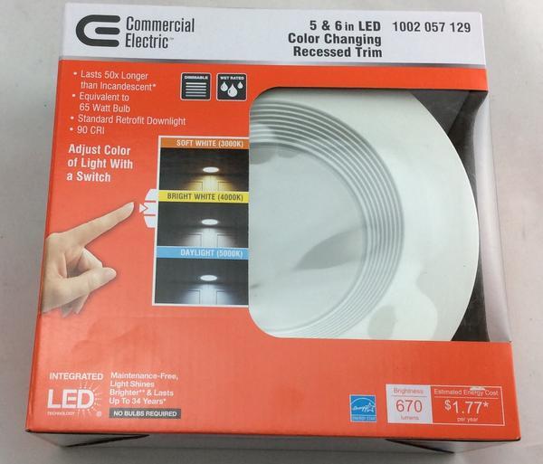 Commercial Electric 5 & 6 in LED Color Changing Recessed Trim Damaged Box