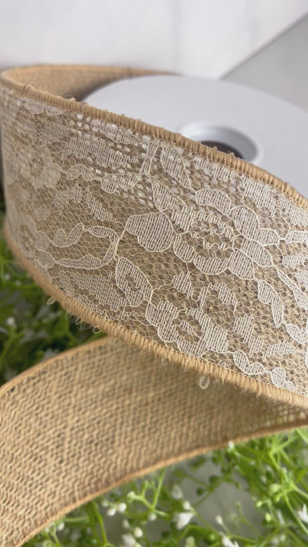 Natural Laced Burlap 2.5 inch Wired Ribbon