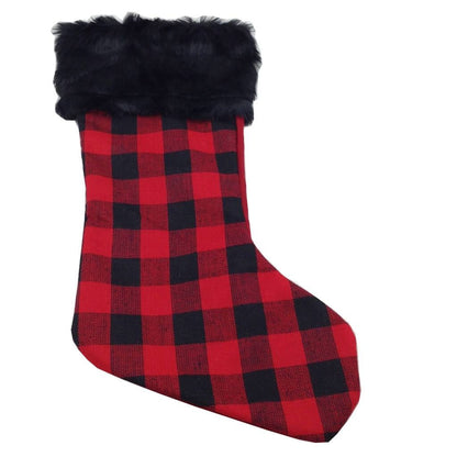Fabric Plaid Stocking 23 Inch Long 2 Assorted Styles