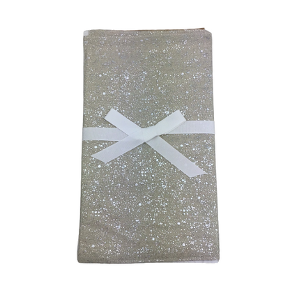 Glimmer Cream Table Runner With Metallic Silver Speckle