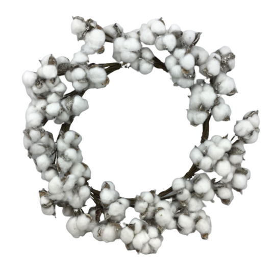 Glittered Cotton Wreath 22 Inch