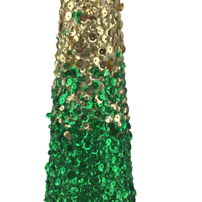 24 Inch Green And Gold Sequin Cone Tree
