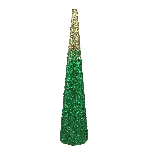 24 Inch Green And Gold Sequin Cone Tree