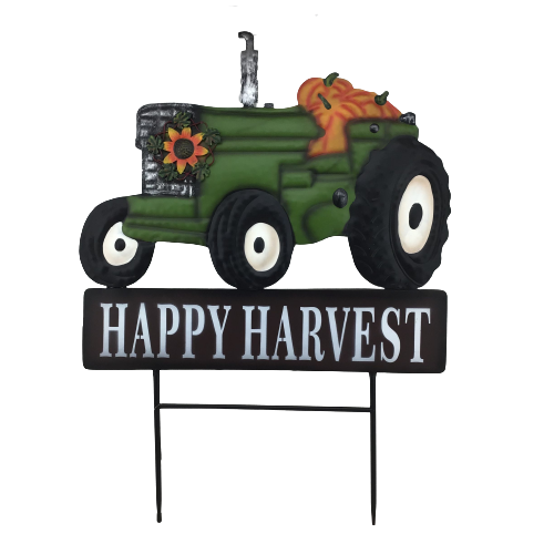 26 Inch Happy Harvest Green Metal Tractor Stake