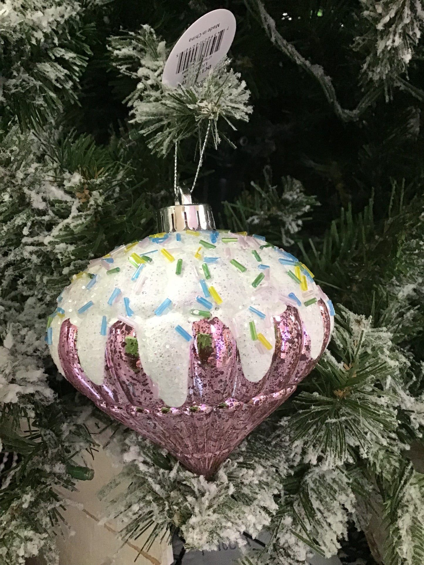 4.5 Inch Light Pink Sugar Iced Finial Ornament