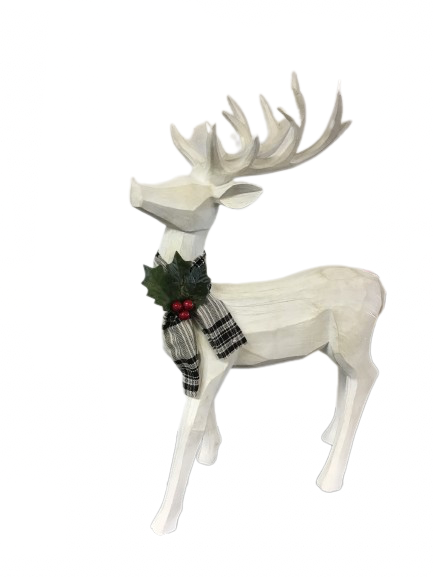 Home Reflections Resin Wood Finish White Standing Reindeer