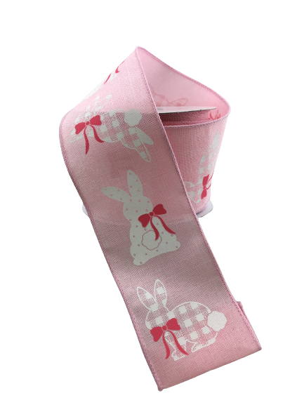 2.5 Inch Pink Patterned Bunnies Ribbon