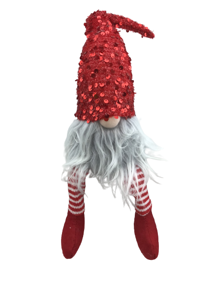LED Gnome Sitter With Red Sequin Hat