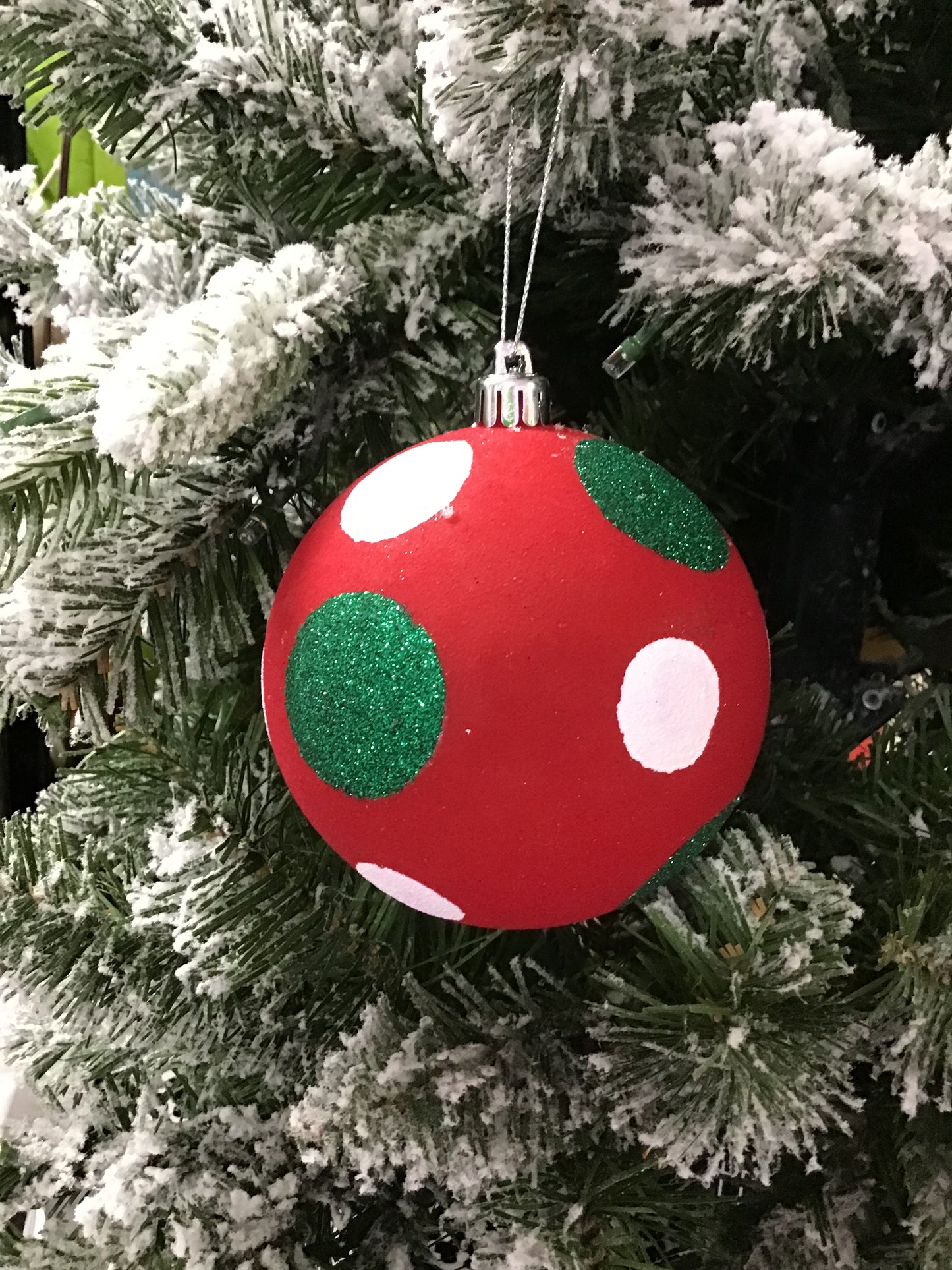 Glitter Dot Ball Ornament Red Green Mix