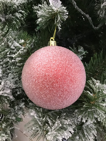 Red 4 Inch Sugar Frosted Ball Ornament