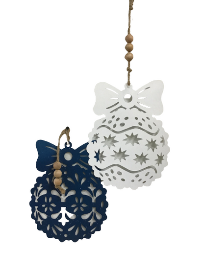 Blue Or WhiteMetal Cutout Christmas Ornament