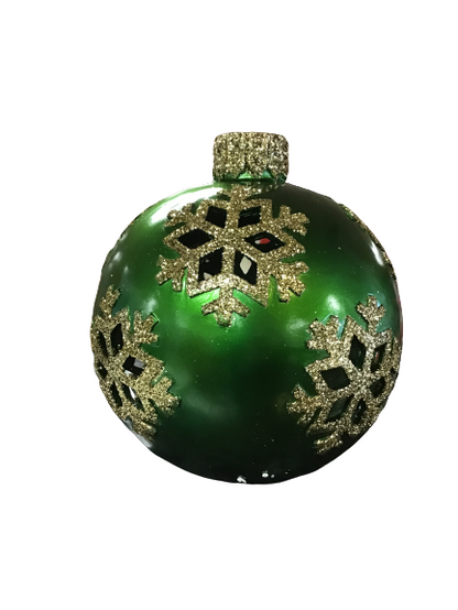 Kringle Express Concave Green Ornament Luminary With Snowflake