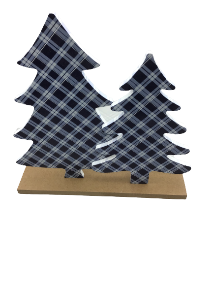 Blue Plaid Double Tree Stand