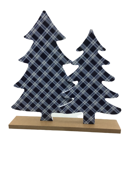 Blue Plaid Double Tree Stand
