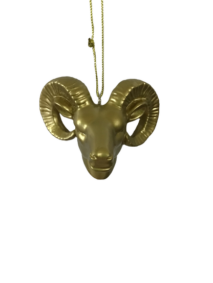 Gold Metallic Ram Head Ornament