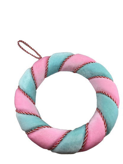 13 Inch Pink Blue Wreath With Striped Roping