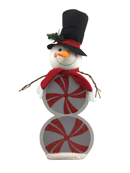 Snowman LED With Candy Cane Design