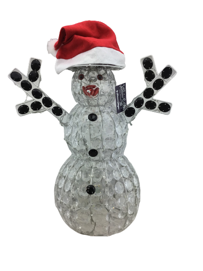 20 Inch Crystal Snowman With Black Hat