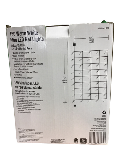 Home Accents Holiday 150 Warm White Mini LED Net Lights (Open Box)