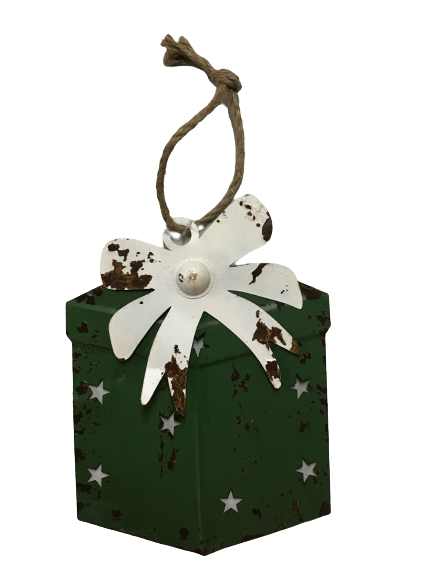Green Metal Gift Box Ornament