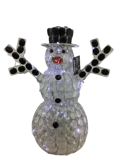 20 Inch Crystal Snowman With Black Hat