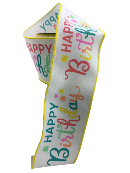 2.5 Inch Multicolored Happy Birthday Ribbon