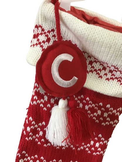 Red And White Initial Stocking - C