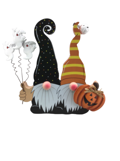 Wood Halloween Gnome Ghosts And Jackolantern