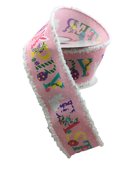 2.5 Inch Glittered Happy Easter Ribbon With Drift