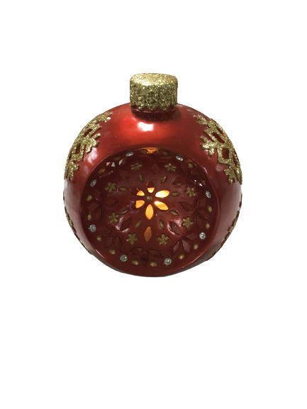 Kringle Express Concave Red Ornament Luminary With Snowflake