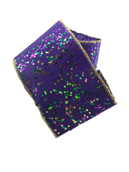 4 Inch Purple Glitter Sprinkled Ribbon