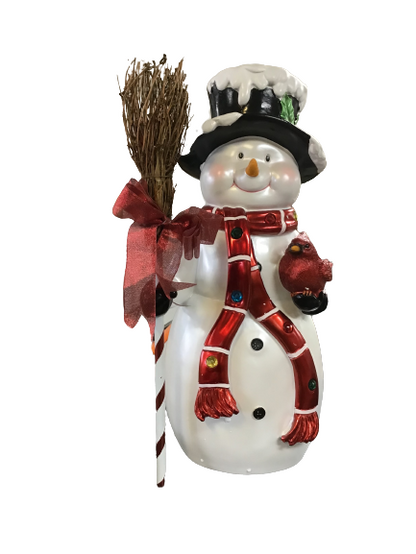Kringle Express Resin Illuminated Snowman With Twig Broom