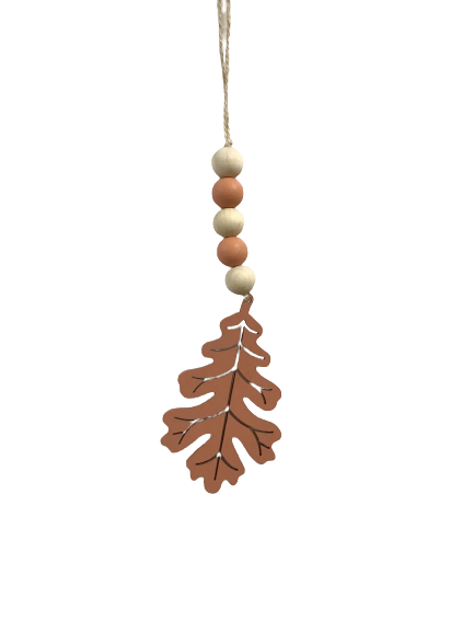Wood Bead Leaf Ornament 2 Styles