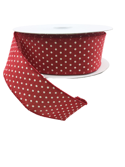 1.5 Inch Red With White Polka Dot Ribbon