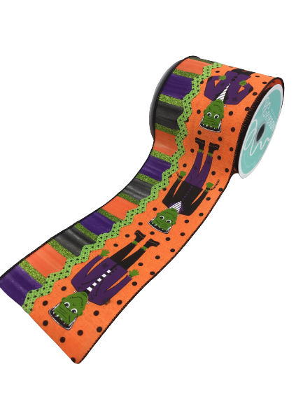 4 Inch By 10 Yard Frankenstein Halloween Ribbon