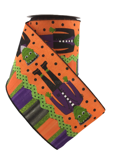 4 Inch By 10 Yard Frankenstein Halloween Ribbon