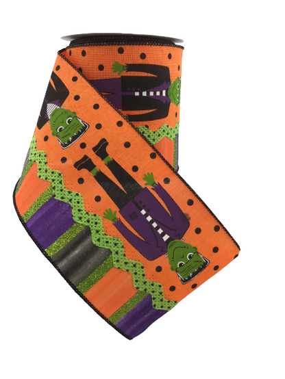 4 Inch By 10 Yard Frankenstein Halloween Ribbon