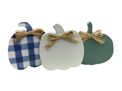 Blue And White Pumpkin Wood Block 3 Styles
